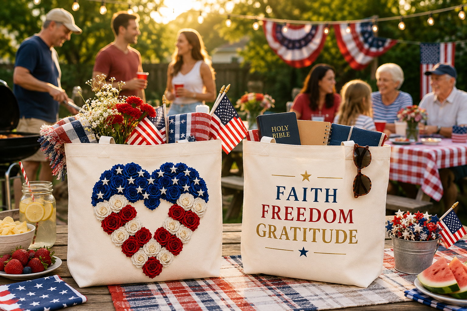 Patriotic Heart Tote Bag